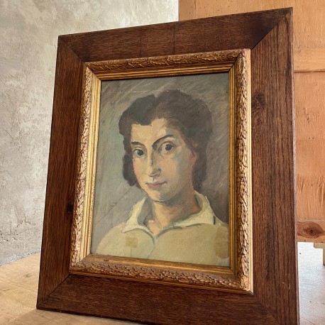 Huile sur panneau, Portrait féminin