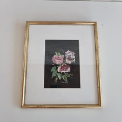 Peinture sous verre roses