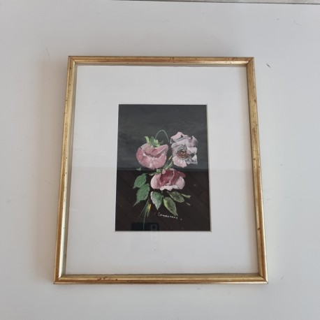 Peinture sous verre roses