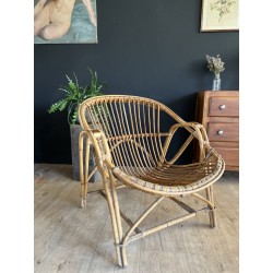 Fauteuil coquille en rotin